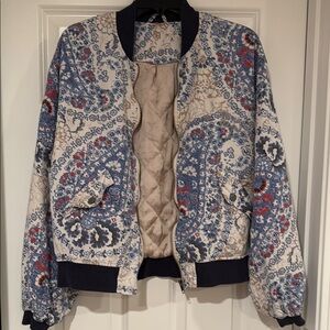 Free People Daytrip Paisley Print Bomber Jacket